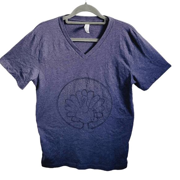 Women's Short Sleeve Thanksgiving T-Shirt Blue Size M - Picture 1 of 5